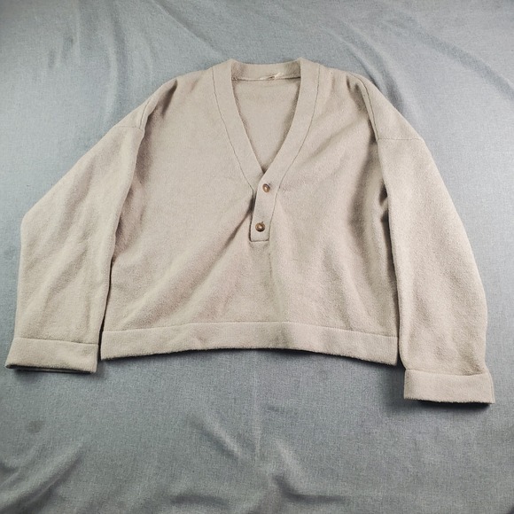Faherty Sweaters - Faherty Jackson Popover Sweater Womens XL Oatmeal Beige V-Neck Pullover Stretch